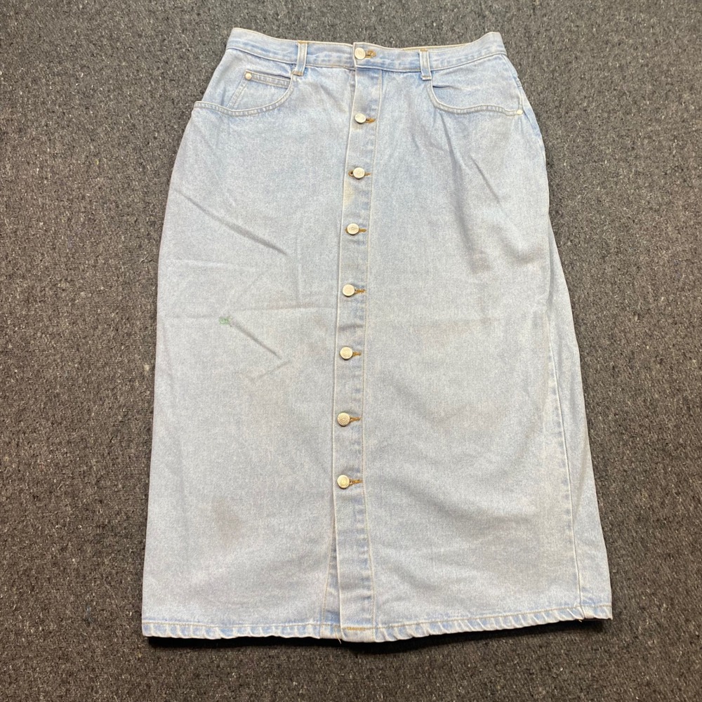 Starwear Denim Maxi Skirt Sz 18 Womens‎ Blue Grunge 90s Button Front Long Jean